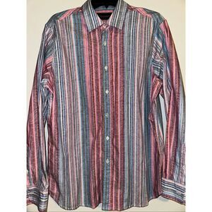 Williams & Kent long-sleeve button-down shirt with a colorful striped and paisle